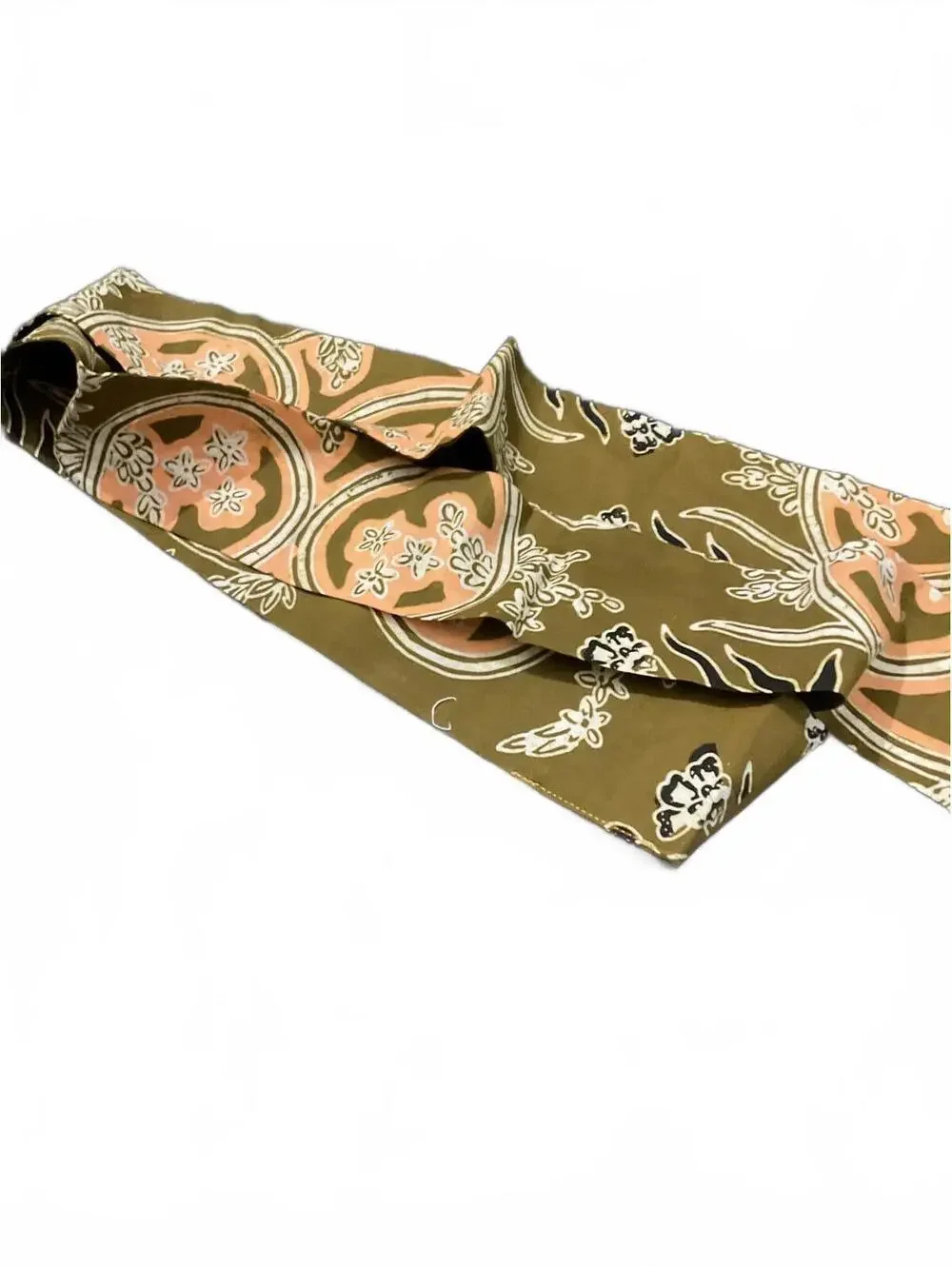 Women's Vintage Olive Green Floral Patterned Scarf/Belt